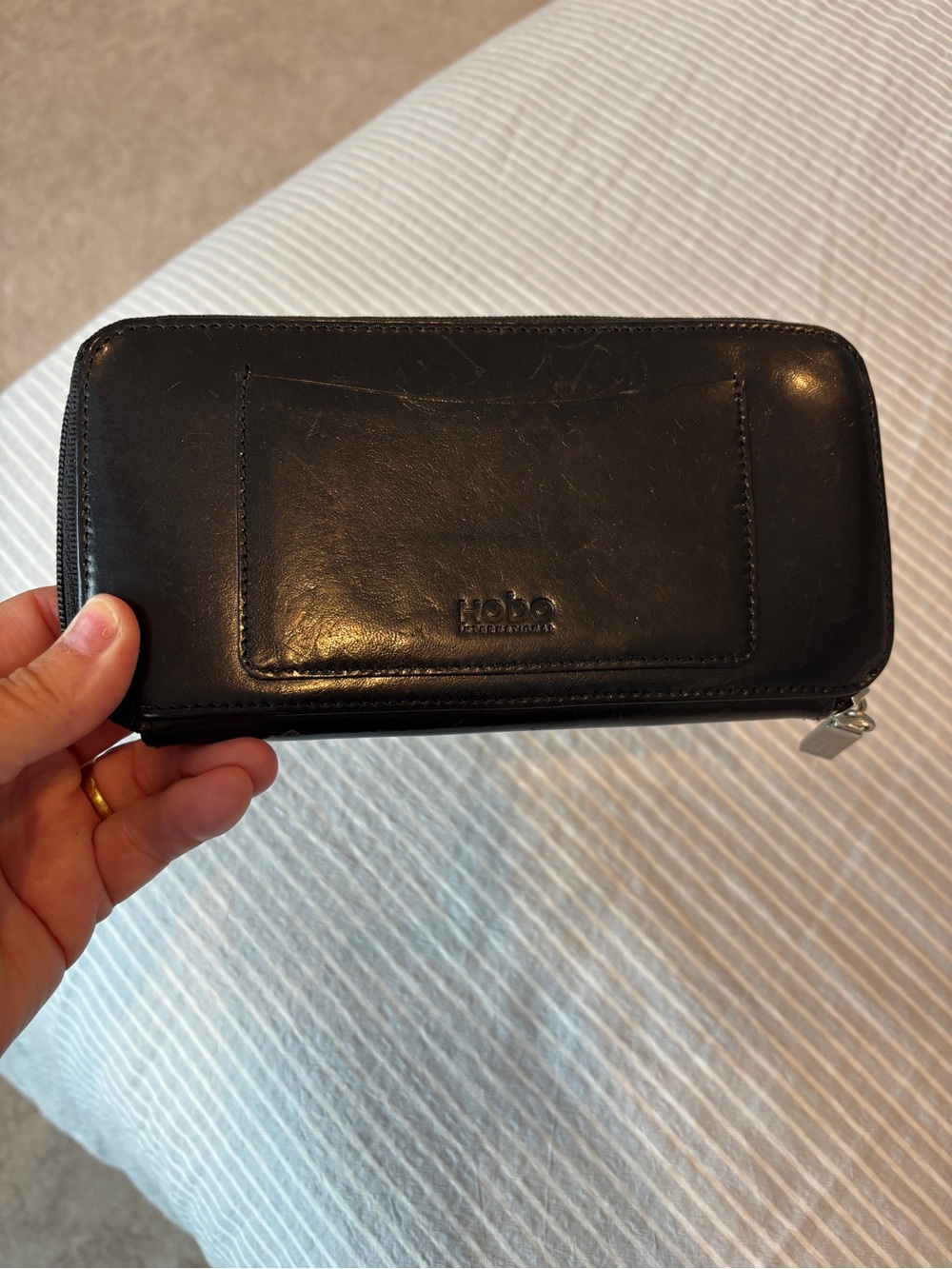 HOBO Black Leather Zip-Around Wallet